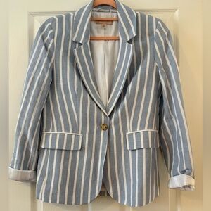 Philosophy Blue and White Striped Blazer